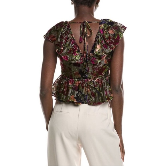 Parker Cara Velvet  Ruffle V-Neck Blouse - Picture 2 of 11